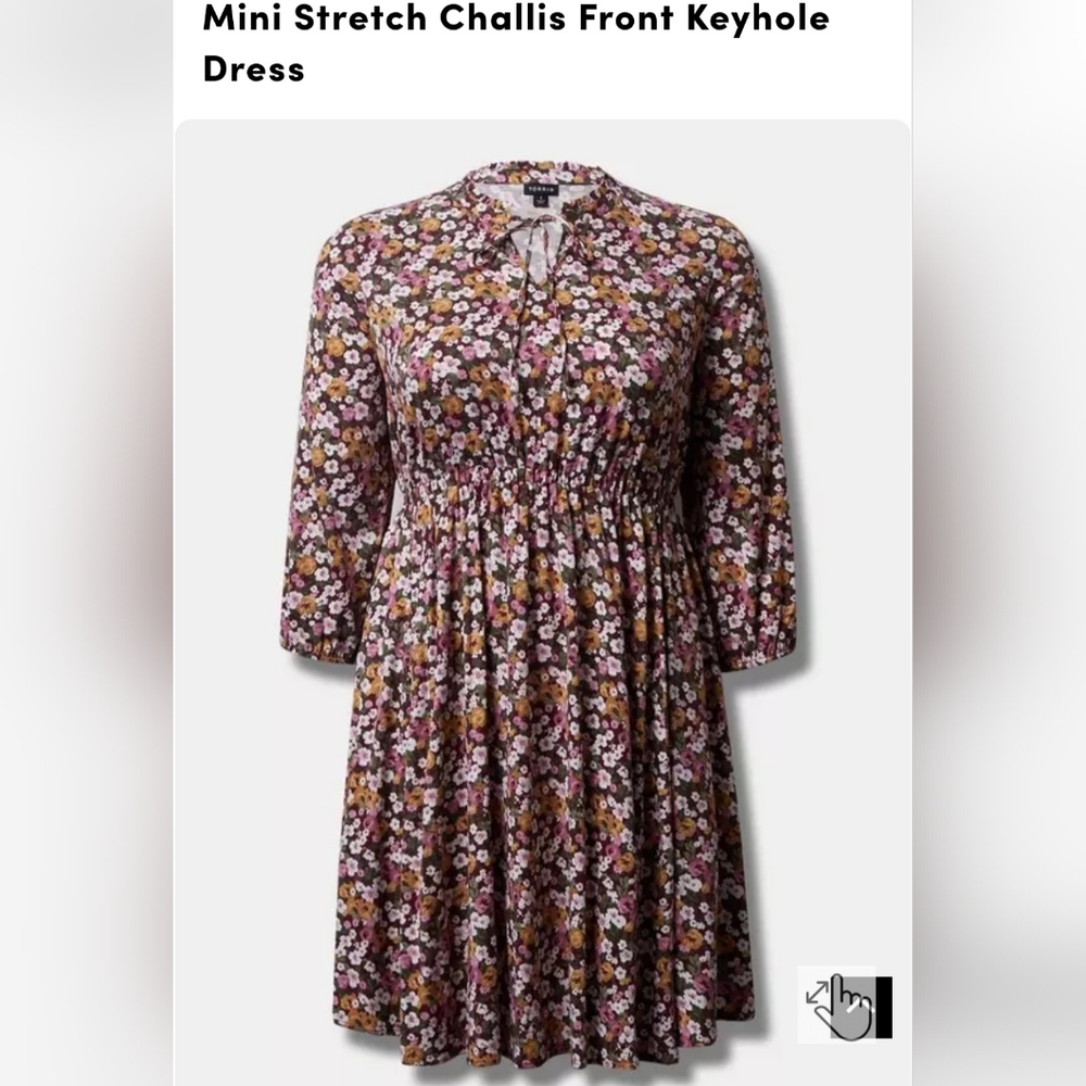 Torrid Red and Brown Pleated Bishop Sleeve Dress